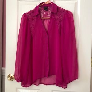 2B Bebe Pink Button Down Blouse